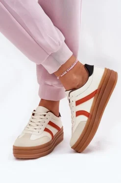 Damskie Evento Sneakersy Damskie Na Platformie Beżowe Tolianna