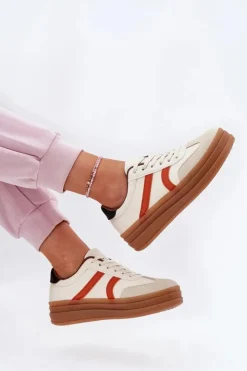 Damskie Evento Sneakersy Damskie Na Platformie Beżowe Tolianna