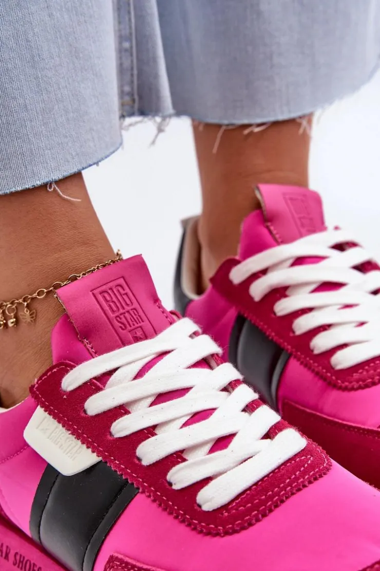 New Big Star Shoes Sneakersy Damskie Na Platformie Big Star NN274500 Memory Foam System Fuksja