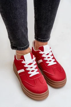 Damskie Boto Sneakersy Damskie Na Platformie Czerwone Dravinnia