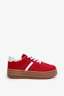Damskie Boto Sneakersy Damskie Na Platformie Czerwone Dravinnia