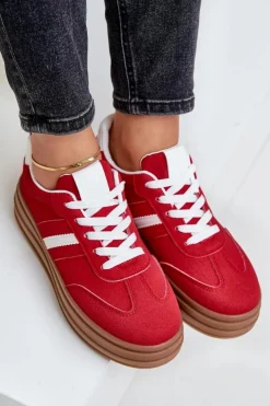 Damskie Boto Sneakersy Damskie Na Platformie Czerwone Dravinnia