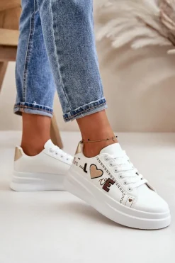 Boto Buty Sportowe Na Platformie|Sneakersy Damskie*Sneakersy Damskie Na Platformie Z Ozdobnym Napisem Białe Orlian
