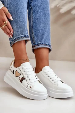 Boto Buty Sportowe Na Platformie|Sneakersy Damskie*Sneakersy Damskie Na Platformie Z Ozdobnym Napisem Białe Orlian
