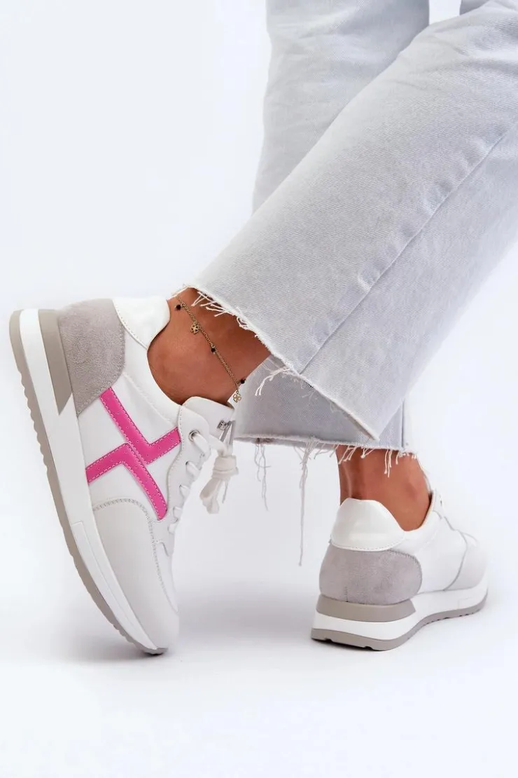 Sale INBLU Sneakersy Damskie Na Platformie IN000362 Białe