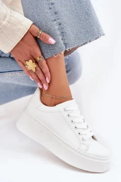 Boto Buty Sportowe Na Platformie|Sneakersy Damskie*Sneakersy Damskie Na Platformie Białe Sallira Biały