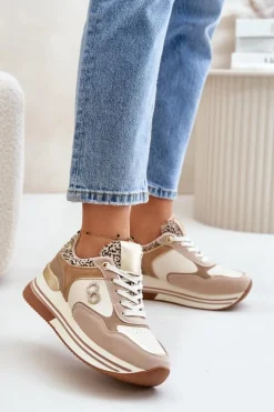 Discount Boto Sneakersy Damskie Na Platformie Beżowe Debizia
