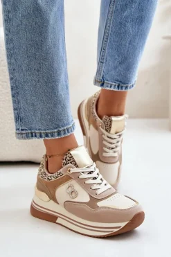 Discount Boto Sneakersy Damskie Na Platformie Beżowe Debizia