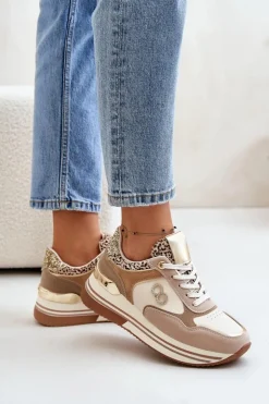 Discount Boto Sneakersy Damskie Na Platformie Beżowe Debizia
