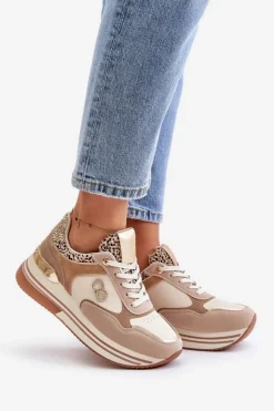 Discount Boto Sneakersy Damskie Na Platformie Beżowe Debizia