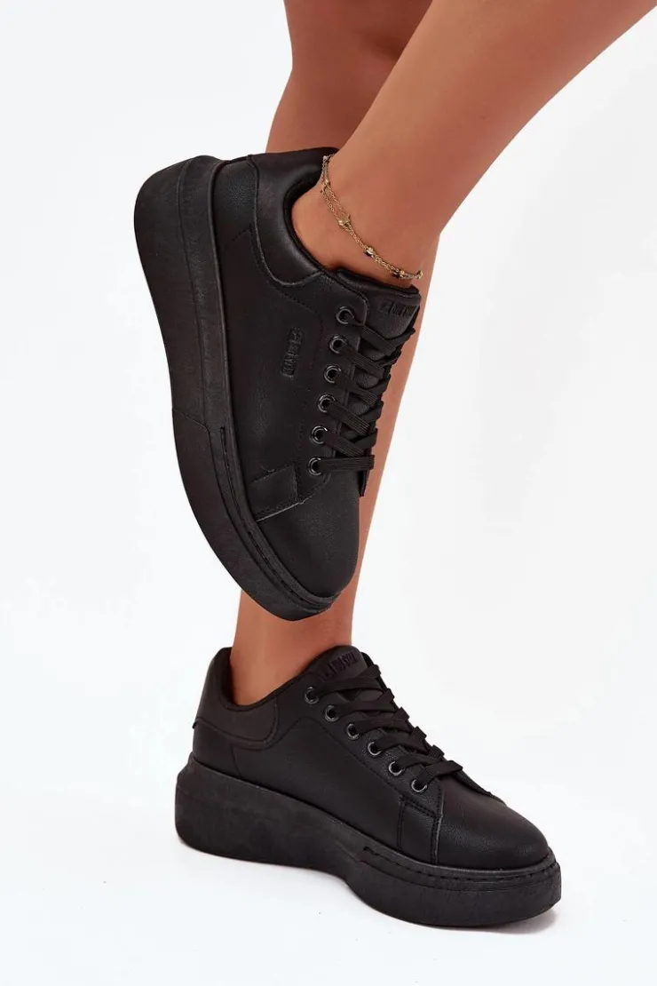 Big Star Shoes Sneakersy Damskie*Sneakersy Damskie Na Platformie Big Star SS274244 Czarne Czarny