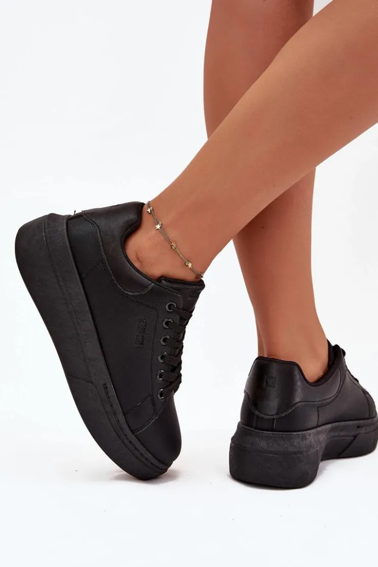 Big Star Shoes Sneakersy Damskie*Sneakersy Damskie Na Platformie Big Star SS274244 Czarne Czarny