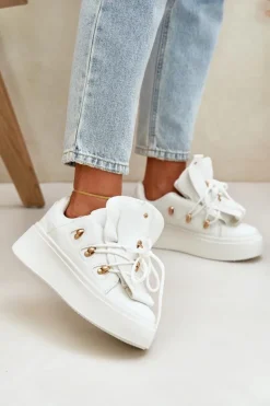 New Boto Sneakersy Damskie Na Platformie Białe Dolistana Biały