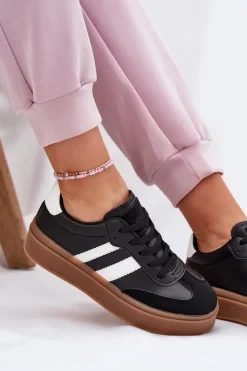 Best Boto Sneakersy Damskie Na Platformie Z Eko Skóry Czarne Elaraven