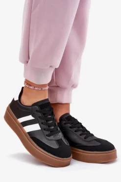 Best Boto Sneakersy Damskie Na Platformie Z Eko Skóry Czarne Elaraven