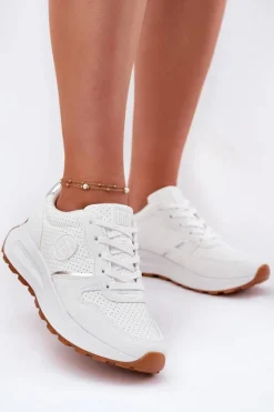 Big Star Shoes Buty Sportowe Na Platformie|Buty Sportowe Big Star*Sneakersy Damskie Na Platformie Big Star RR274487 Hi-Poly System Białe Biały