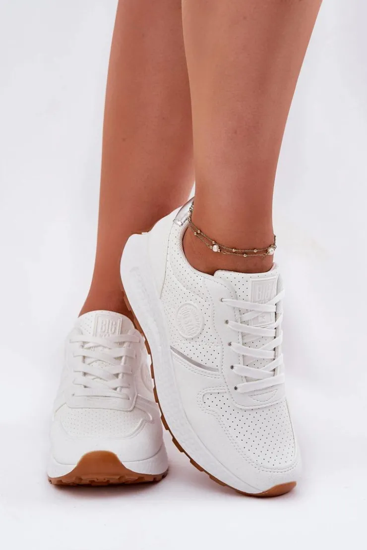 Big Star Shoes Buty Sportowe Na Platformie|Buty Sportowe Big Star*Sneakersy Damskie Na Platformie Big Star RR274487 Hi-Poly System Białe Biały