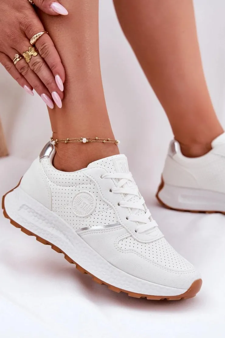 Big Star Shoes Buty Sportowe Na Platformie|Buty Sportowe Big Star*Sneakersy Damskie Na Platformie Big Star RR274487 Hi-Poly System Białe Biały