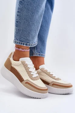 Damskie Boto Sneakersy Damskie Na Platformie Beżowe Redala