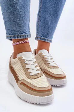 Damskie Boto Sneakersy Damskie Na Platformie Beżowe Redala