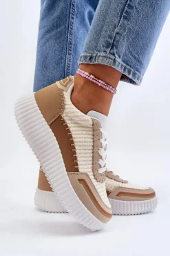 Damskie Boto Sneakersy Damskie Na Platformie Beżowe Redala