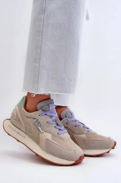 Big Star Shoes Buty Sportowe Na Platformie|Buty Sportowe Big Star*Sneakersy Damskie Na Platformie Memory Foam System Big Star NN274681 Beżowe Beżowy