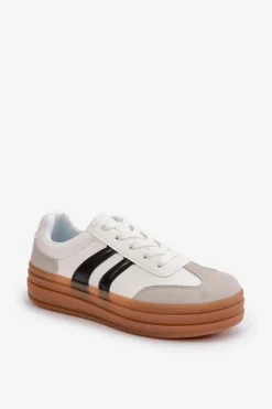 Damskie Evento Sneakersy Damskie Na Platformie Biało-Szare Nesonice