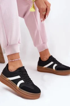 Discount Evento Sneakersy Damskie Na Platformie Czarne Tolianna Czarny