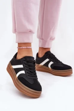 Discount Evento Sneakersy Damskie Na Platformie Czarne Tolianna Czarny