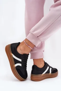 Discount Evento Sneakersy Damskie Na Platformie Czarne Tolianna Czarny