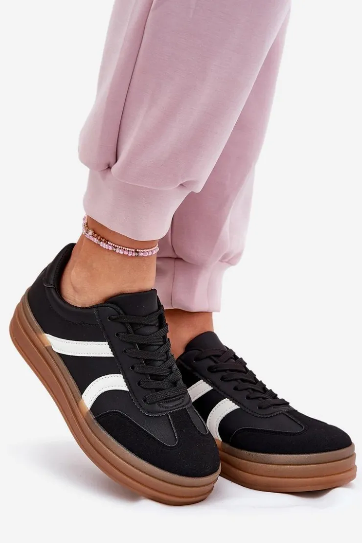 Discount Evento Sneakersy Damskie Na Platformie Czarne Tolianna Czarny