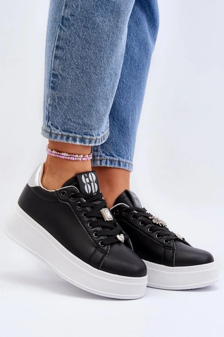 Boto Buty Sportowe Na Platformie|Sneakersy Damskie*Sneakersy Damskie Na Platformie Z Ozdobami Czarne Herbisa