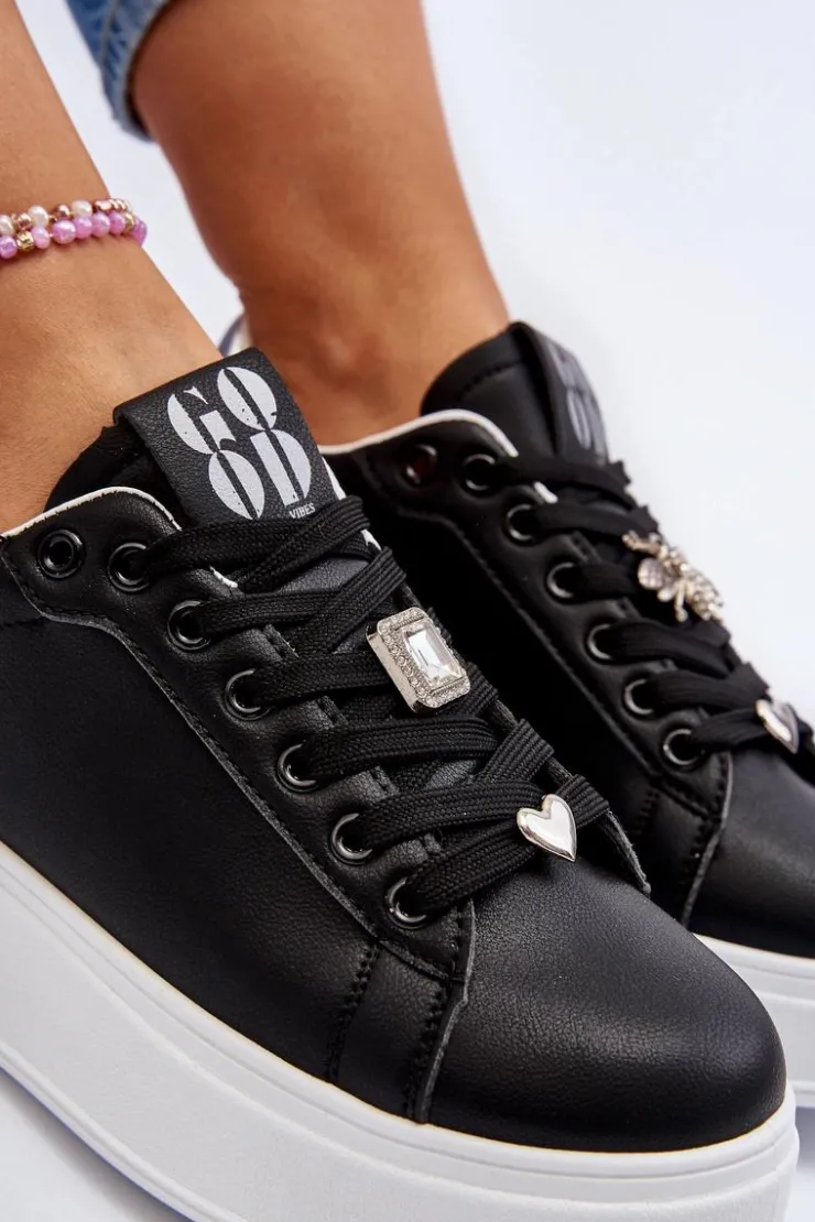 Boto Buty Sportowe Na Platformie|Sneakersy Damskie*Sneakersy Damskie Na Platformie Z Ozdobami Czarne Herbisa