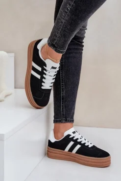 Boto Buty Sportowe Na Platformie|Sneakersy Damskie*Sneakersy Damskie Na Platformie Czarne Egelia