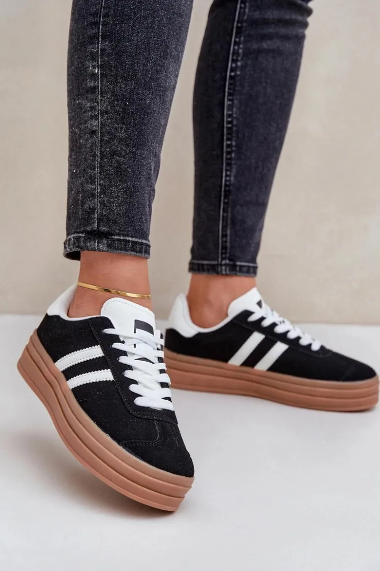 Boto Buty Sportowe Na Platformie|Sneakersy Damskie*Sneakersy Damskie Na Platformie Czarne Egelia
