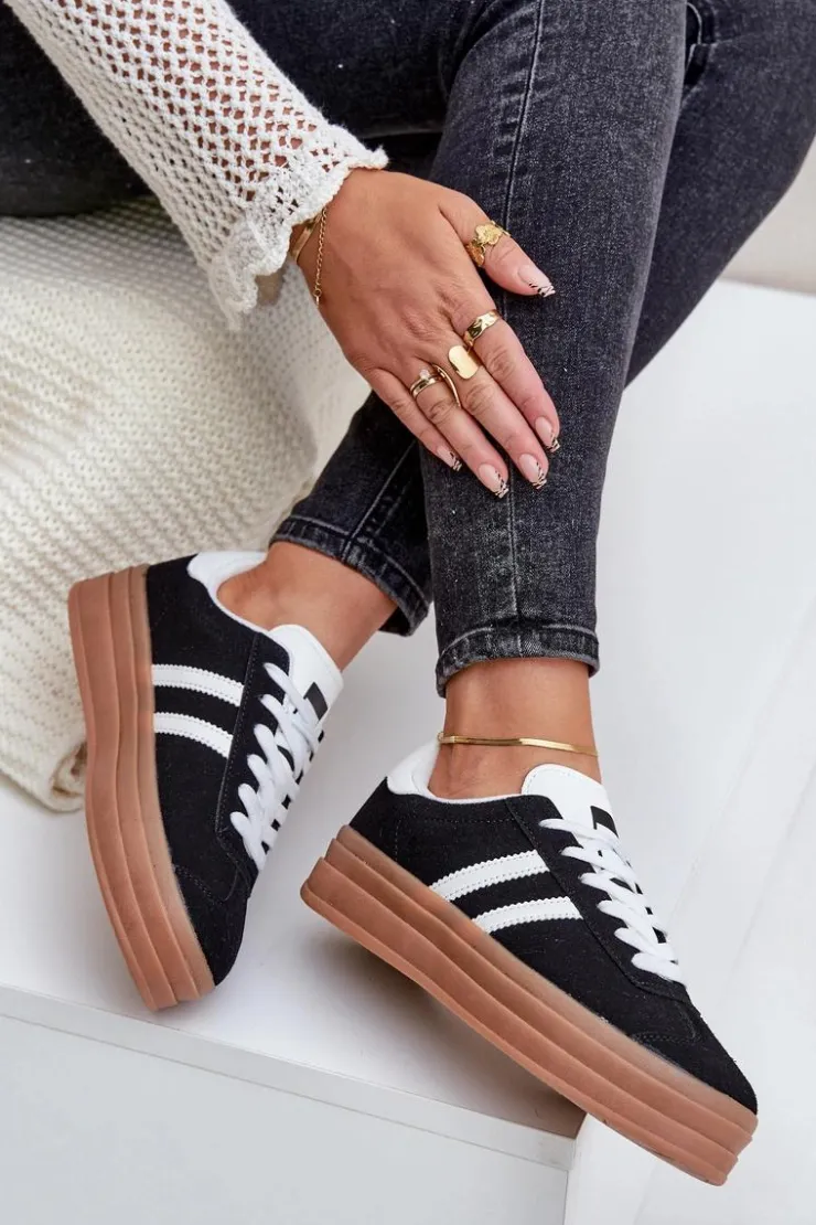 Boto Buty Sportowe Na Platformie|Sneakersy Damskie*Sneakersy Damskie Na Platformie Czarne Egelia