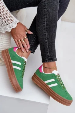 Damskie Boto Sneakersy Damskie Na Platformie Zielone Egelia