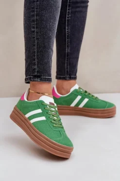 Damskie Boto Sneakersy Damskie Na Platformie Zielone Egelia