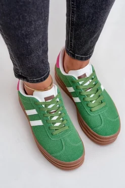 Damskie Boto Sneakersy Damskie Na Platformie Zielone Egelia