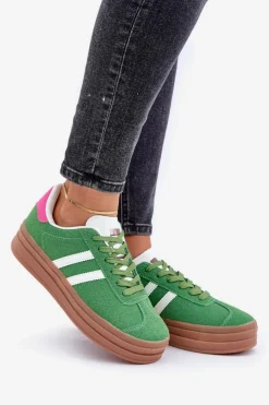 Damskie Boto Sneakersy Damskie Na Platformie Zielone Egelia