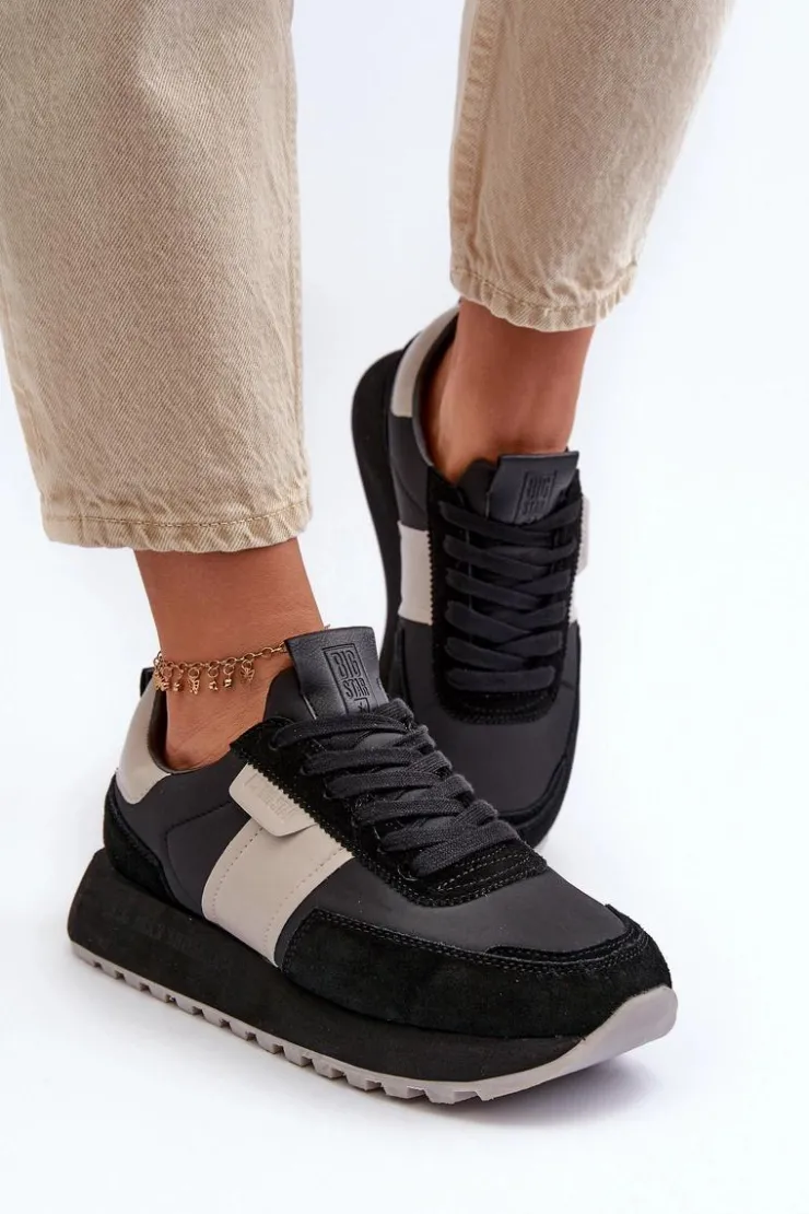 Damskie Big Star Shoes Sneakersy Damskie Na Platformie Big Star NN274502 Memory Foam System Czarne