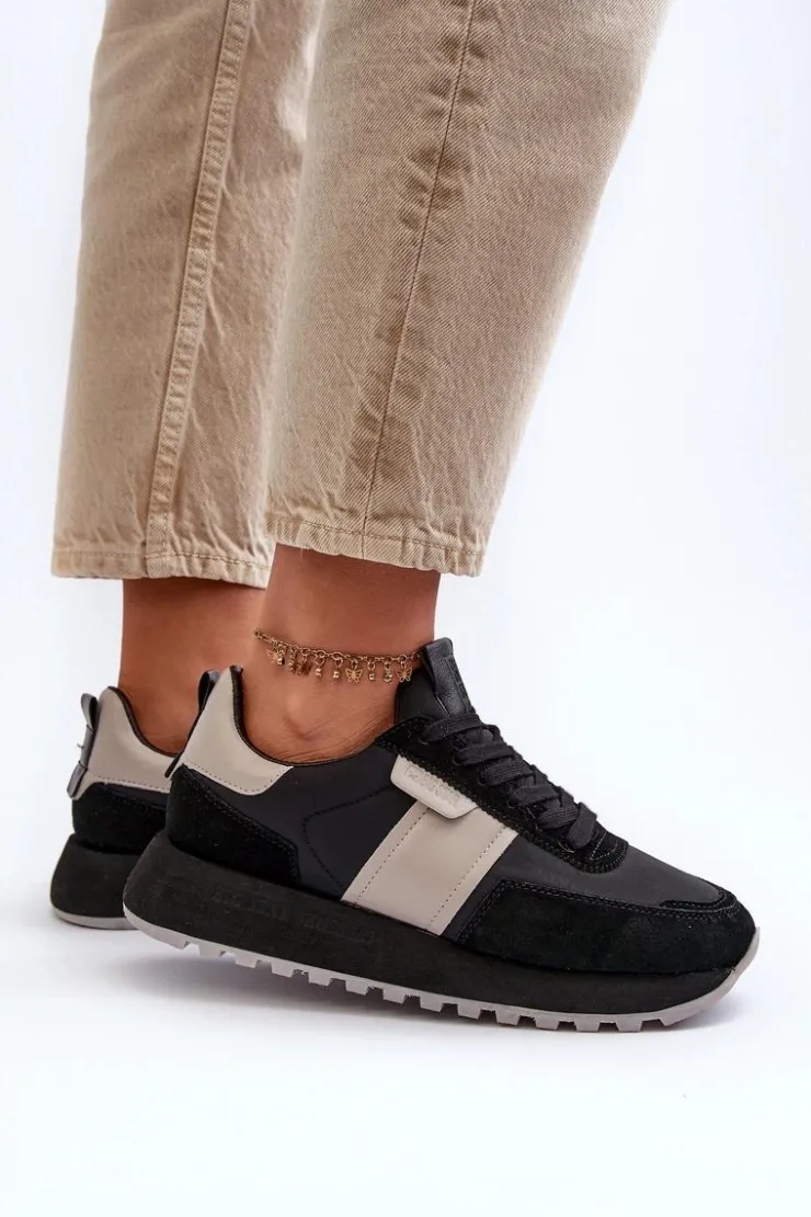 Damskie Big Star Shoes Sneakersy Damskie Na Platformie Big Star NN274502 Memory Foam System Czarne