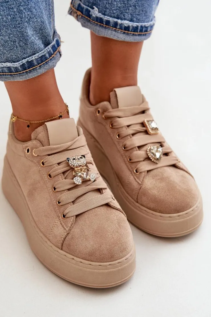 Boto Buty Sportowe Na Platformie|Sneakersy Damskie*Sneakersy Damskie Na Platformie Z Misiem Beżowe Vailina
