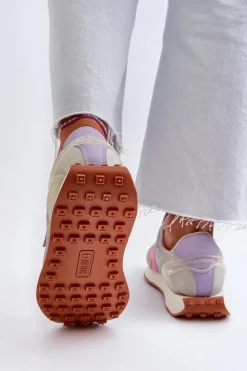 Damskie Big Star Shoes Sneakersy Damskie Na Platformie Memory Foam System Big Star NN274680 Szaro-Różowe