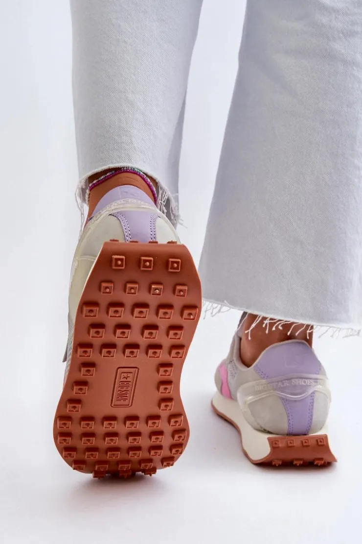 Damskie Big Star Shoes Sneakersy Damskie Na Platformie Memory Foam System Big Star NN274680 Szaro-Różowe