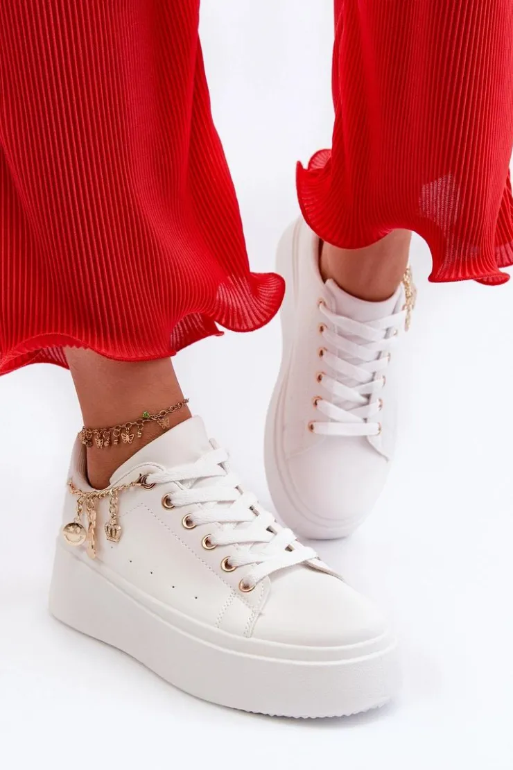 Boto Buty Sportowe Na Platformie|Sneakersy Damskie*Sneakersy Damskie Na Platformie Z Zawieszkami Białe Tivissa Biały