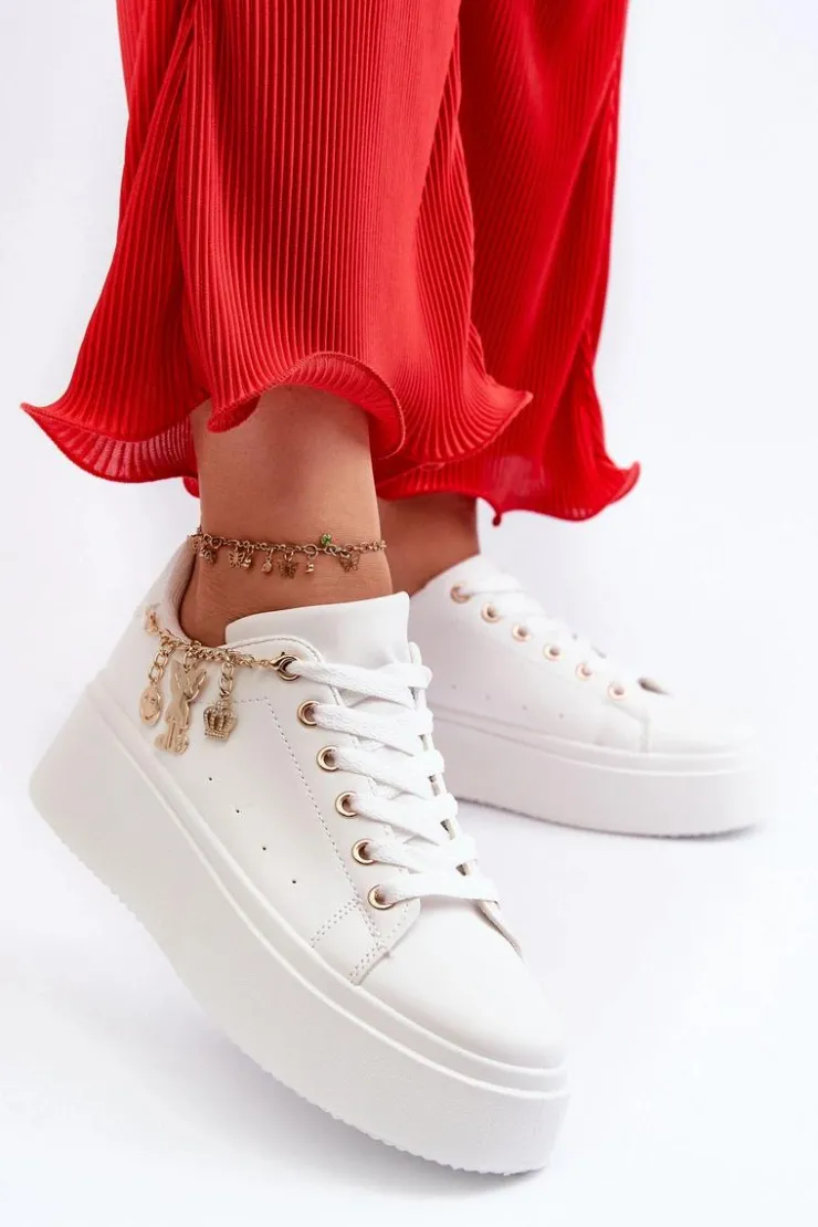 Boto Buty Sportowe Na Platformie|Sneakersy Damskie*Sneakersy Damskie Na Platformie Z Zawieszkami Białe Tivissa Biały