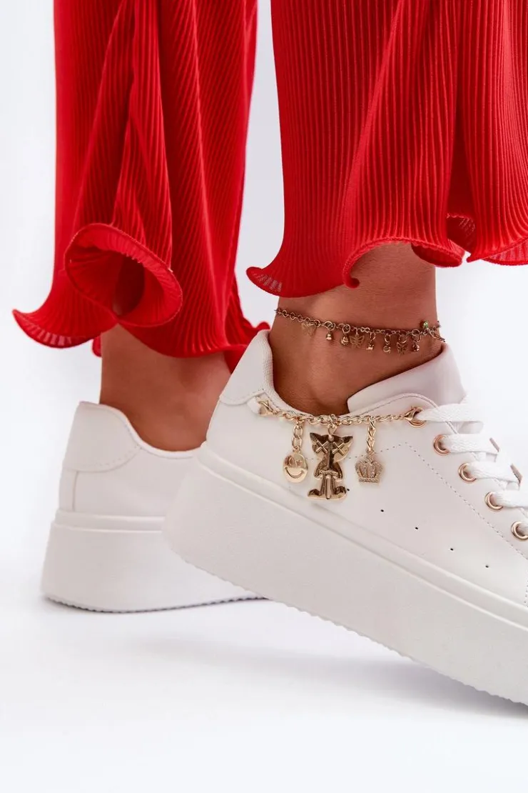 Boto Buty Sportowe Na Platformie|Sneakersy Damskie*Sneakersy Damskie Na Platformie Z Zawieszkami Białe Tivissa Biały