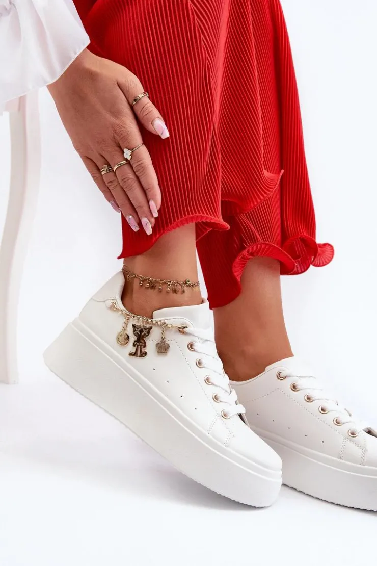 Boto Buty Sportowe Na Platformie|Sneakersy Damskie*Sneakersy Damskie Na Platformie Z Zawieszkami Białe Tivissa Biały
