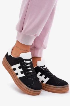 Outlet Evento Sneakersy Damskie Na Platformie Czarne Syliyana Czarny